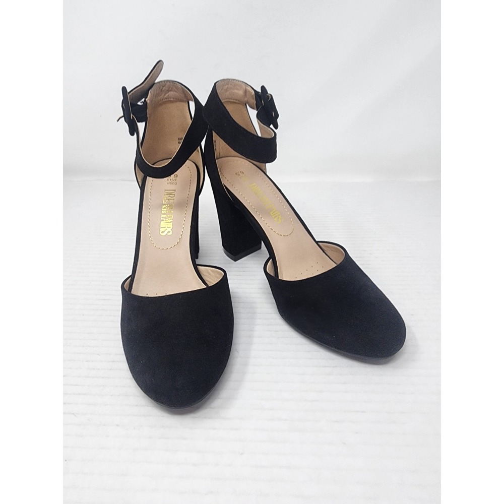 Dream Pairs Black Suede Ankle Strap Block Heels Womens Size 6.5 - Picture 3 of 9